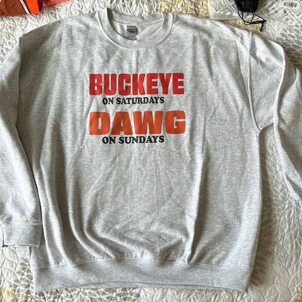 Ohio State Buckeyes and Cleveland Browns hybrid sweatshirt, size XL